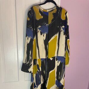 Zara Abstract Artsy Midi Dress, MultiColor, Size L